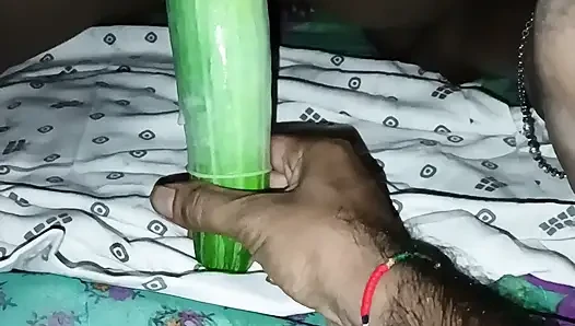 Desi sister-in-law put whole cucumber in