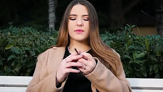 Russian Girl Spends Her Lunch Break Smoking 1 Cigs