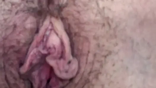 Look at mommy's hairy pussy open, honey.