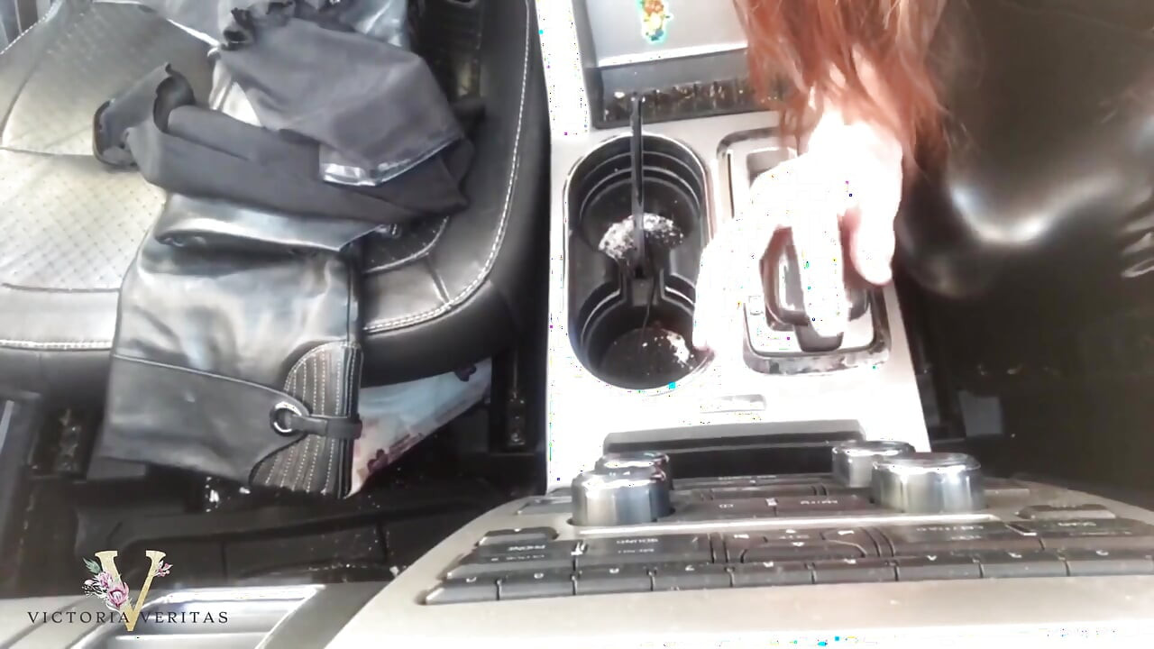 Riding Stick Shift and Squirting in My Car Leather Fetish Gone Wild with Leather Gloves, Leather Pants, Leather Dress, Leather