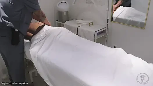 Real Massage Therapist Gets Sucked and Fucked by Fit Blonde Client
