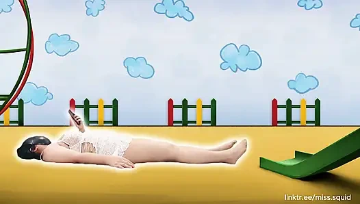 Мисс Кальмар занимается упражнениями в белом нижнем белье