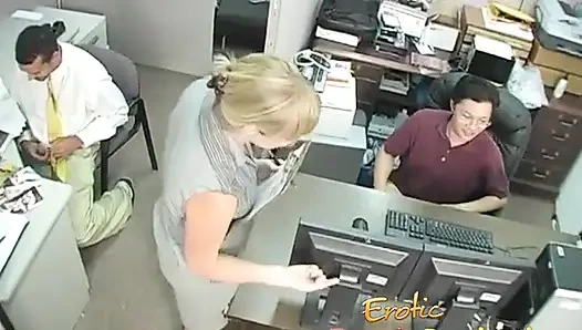 Femdom milf jizzed on feet after slave jerking his black cock