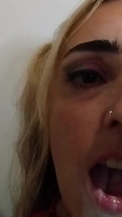 Emotional moment from "PETITE BLONDE MASTURBATES WITH ICE CREAM."