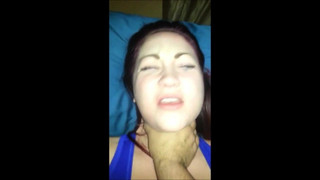 Sammie Louisburg choked and fucked after a sloppy facefuck