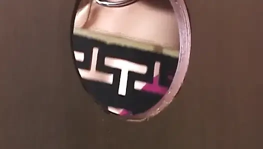 Mature MILF Sucks Hard Cock Through Glory Hole