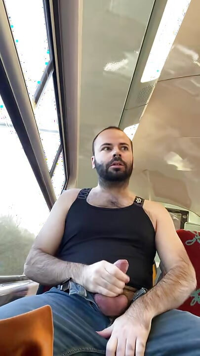 Thomas Godebin shows off on the train