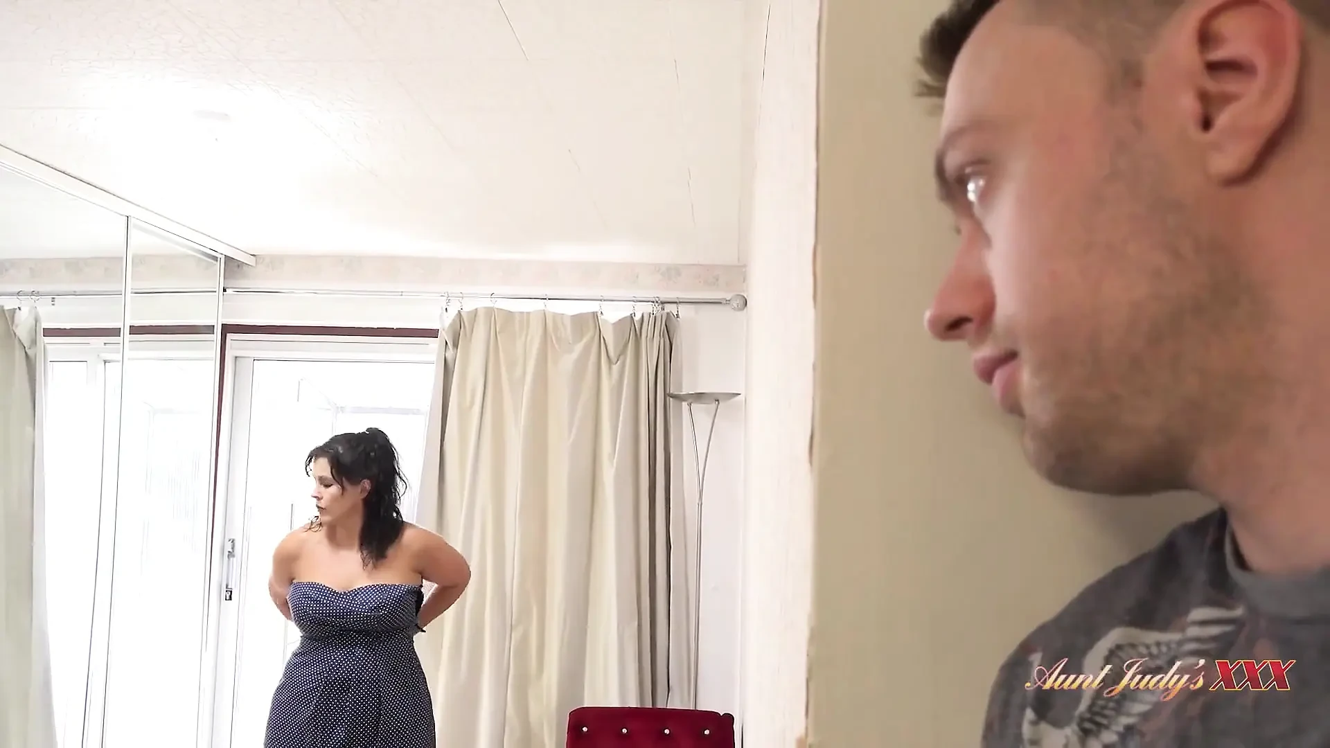 AuntJudysXXX – Big Booty Stepmom Montse catches her Stepson watching her get dressed