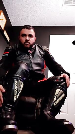 Tombul ayı motorcu deri moto takım kask