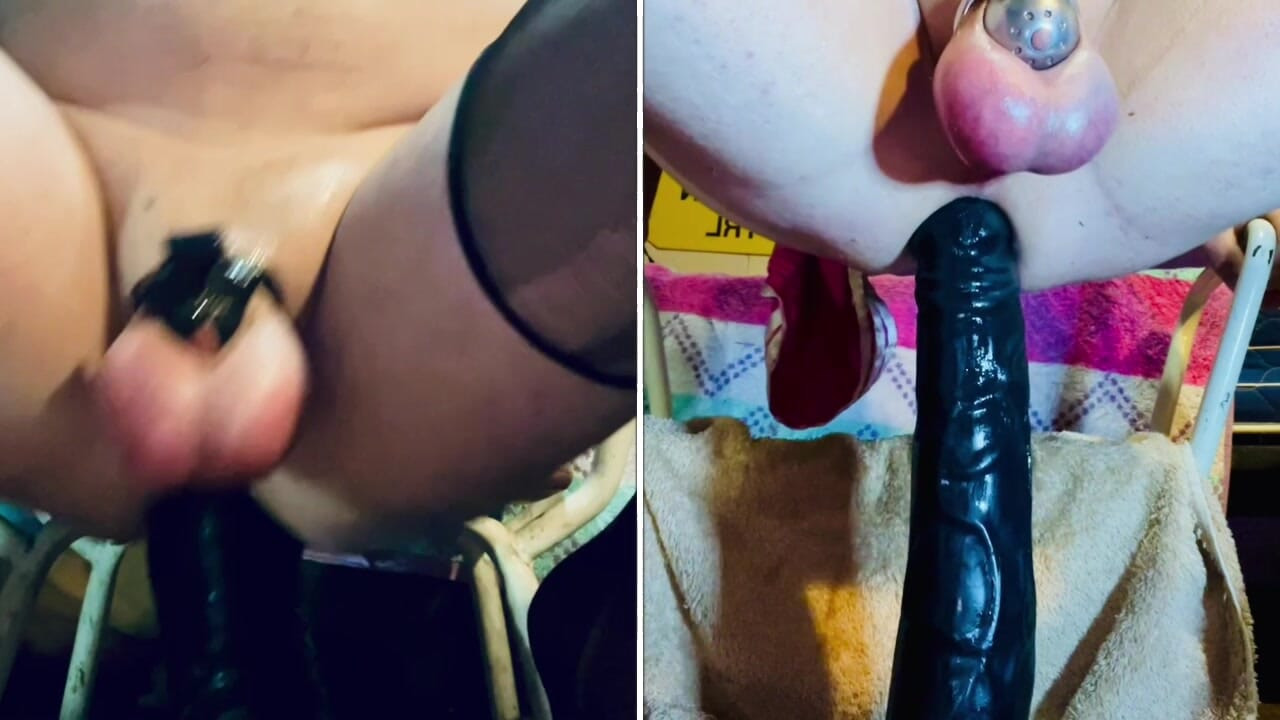Split screen ass riding Sissy