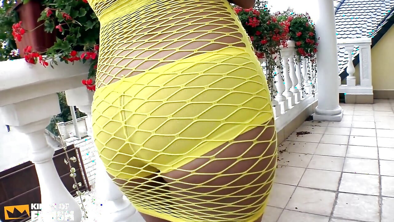 Beautiful Czech Girl with Big Tits Shows Her Yellow Outfit