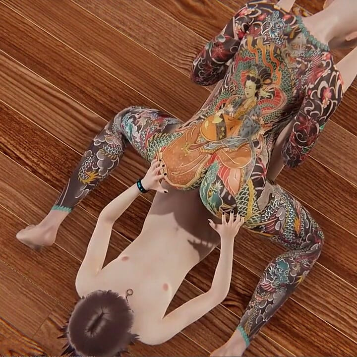 Yaoi - Guy with a Fully Tattooed Body Fucked by Twink