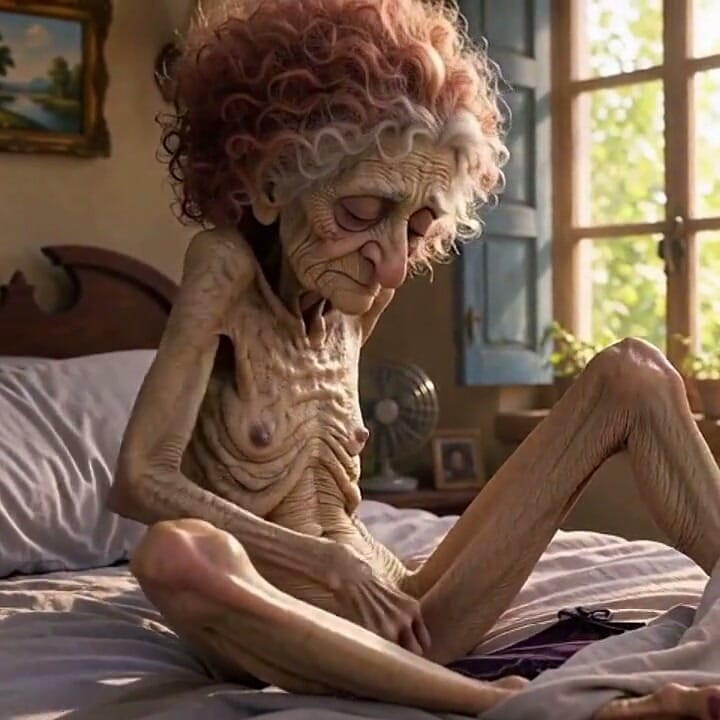 Very Old Widow Masturbates Her Wrinkled Pussy Alone and Craves a Huge Cock
