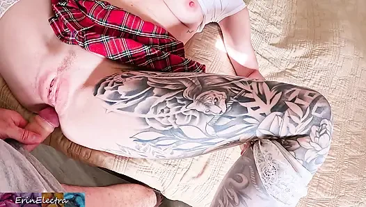 Stepsister's hot lesbian girlfriend fucks stepbrother