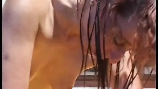 Sluts eat cum after riding two huge cocks together