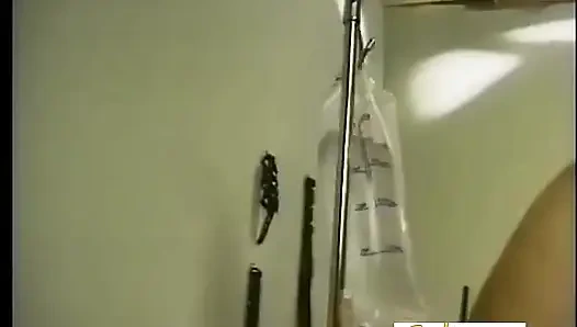 Blonde femdom and brunette mistress tormenting old slave