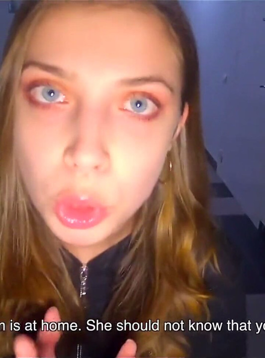 While Parents Are at Home We Fuck in the Staircase - Cum in Panties and Wear - POV
