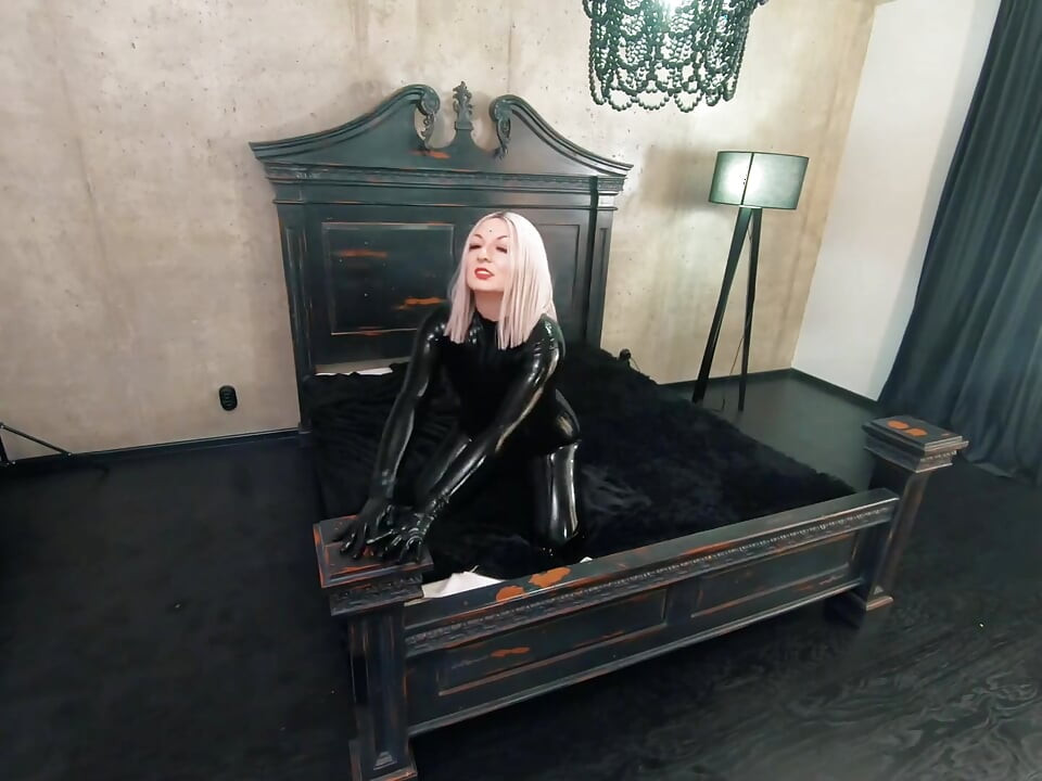 Rubber Black Latex Catsuit Backstage Video, Thigh High Boots and Shiny Fetish Clothes