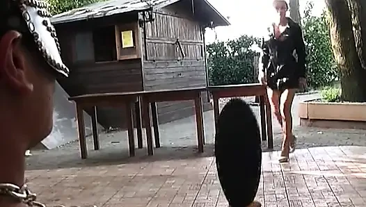 Leashed Blonde MILF Stretched Wide by Throbbing Toys