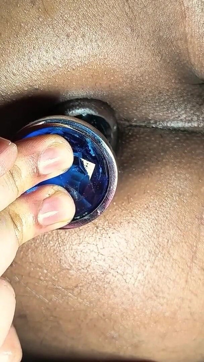 Close-up Deep BIG Butt Plug Masturbation Indian Brown  Tight Pink Asshole | Clip 1