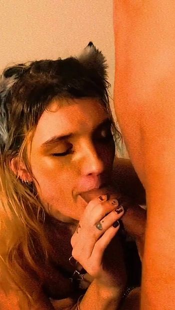 Wolf-slut Sucks Big Cock & Gets a Cum Shot in Her Face as a Thanx