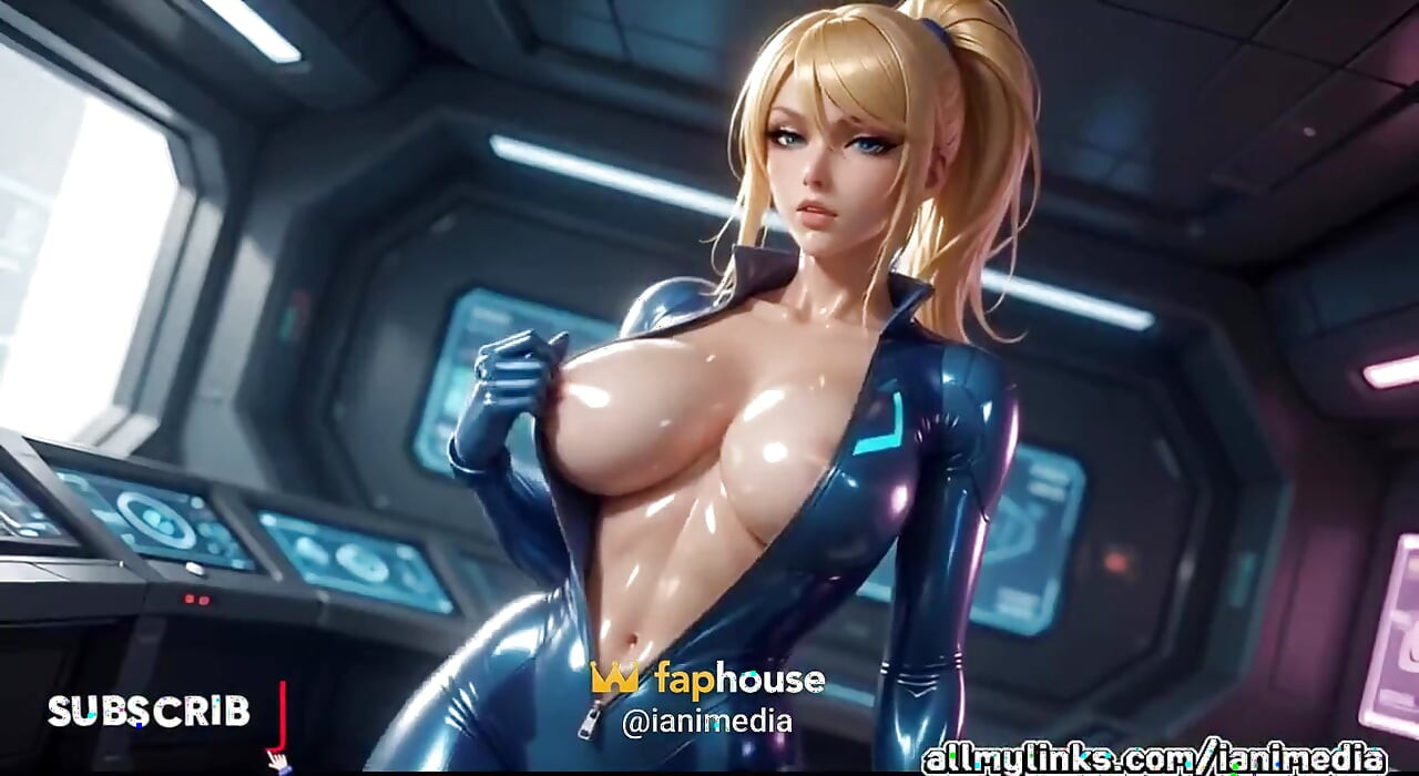 Samus Aran Zero Suit Tease - Open Zipper, Wet Suit and Chest Squeeze
