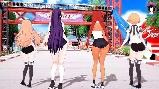 4 Cute Girls In Sexy Panties - Ass Shaking Dance (3D HENTAI)