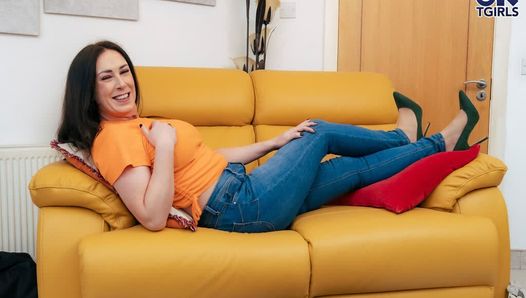 UKTGIRLS - Stacey Summers Enjoys Her Huge Dildo In Sofa
