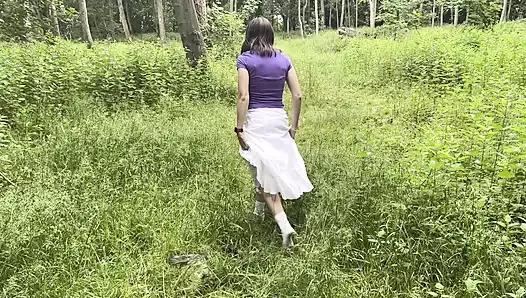 Outdoors 'I bet you'd like to fuck me'. Dancing with a dress.