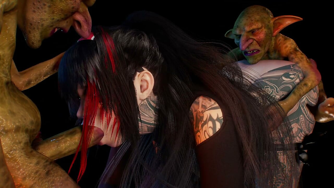 Gaping Ass and dirty Pussy Ruined by 3 Horny Goblins Intense Anal Orgy Throat Fucking Hot Bukkake