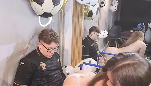 Sweaty amateur sex: My stepbrother fucks me after playing football.
