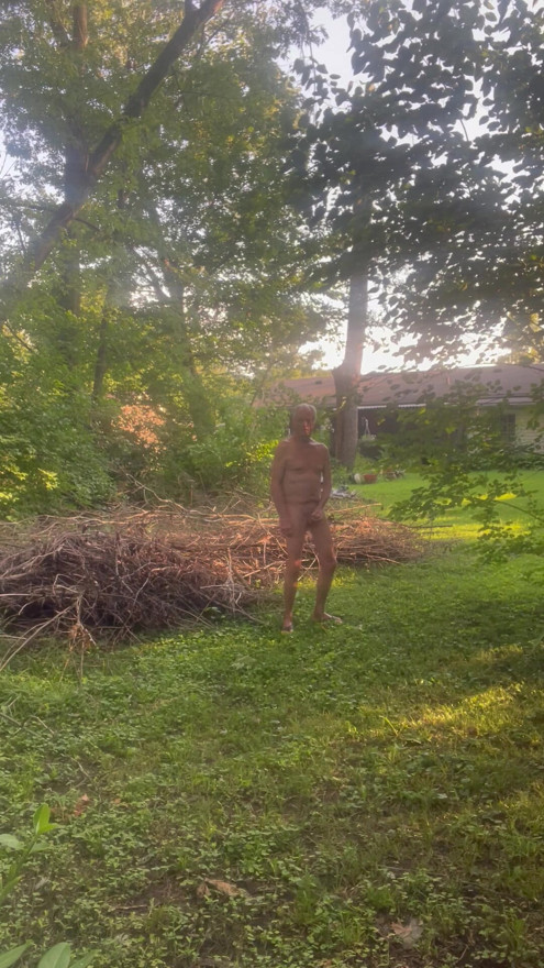 Stroking in the yard