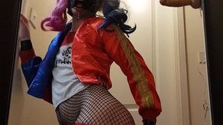 Harley quinn, double anal toys and huge plug