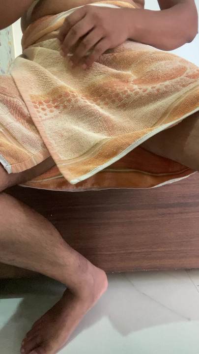 Showing Soft dick under towel