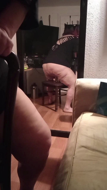 Fat ass redhead riding dildo