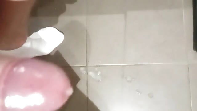 Orgasm masturbation ejaculation jerk off cock in friend's bathroom