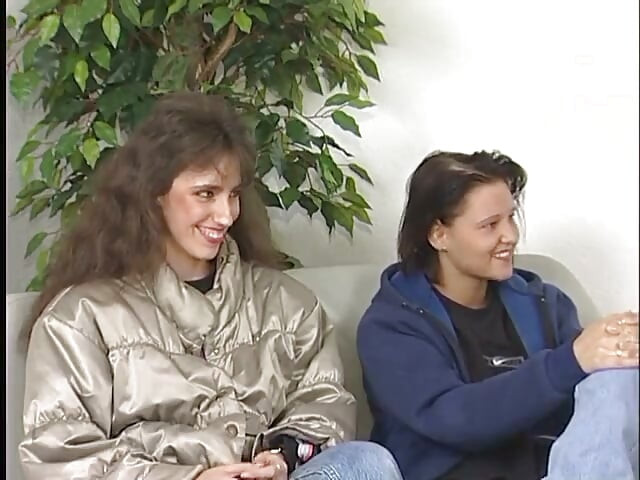 Hot girls playing with dildo on their casting