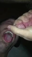 Slow motion cumming in the mouth