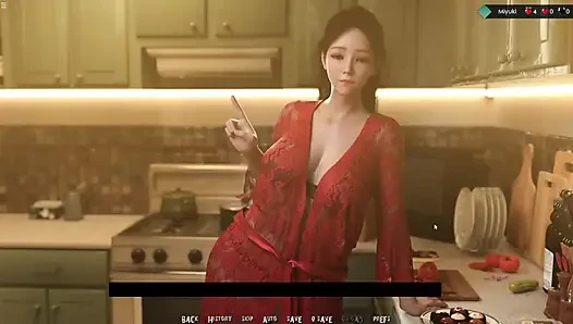 Ibu tiri Jepang goyangin pantat montoknya di dapur