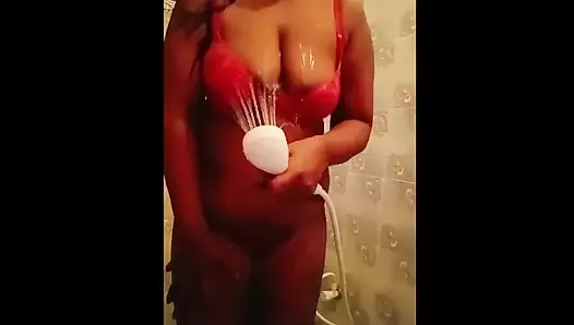 Horny Aunty Video chat with fans while Bathing Wearing only Bra and Panty