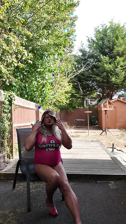 Sexy Crossdresser kellycd2022 in my pink mesh dress and heels
