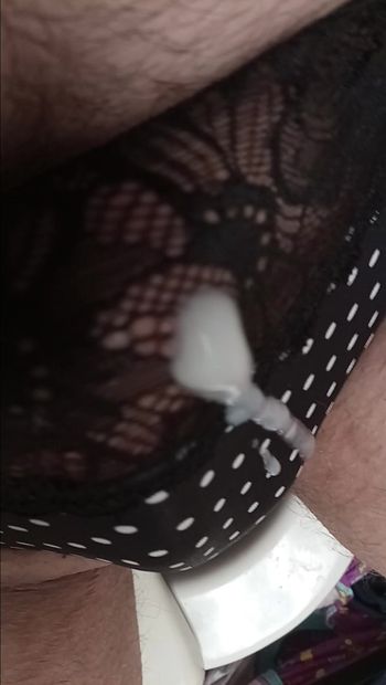 Panty boy cums through his panties at work