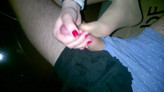 nylonsoles handjob cum