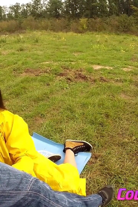 A hot pvc raincoat blowjob