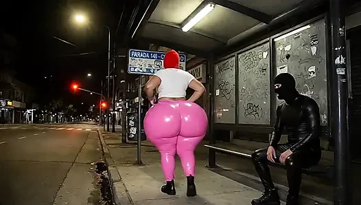 Big Ass Girl in Tight Pink Leggings Gets Stared at in Public