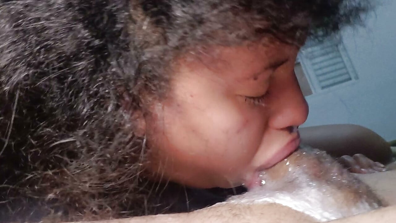 Lots of saliva overflowing from that perverted mouth, right up to the cuckold's orgasm.