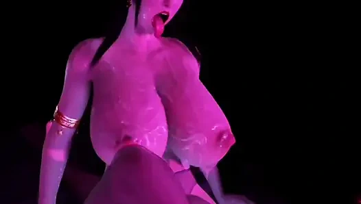 3D Huge Bobs Slut Sitting on the Big Cock