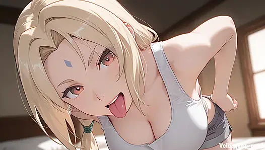 Tsunades stiefmutter sah versehentlich den riesigen penis ihres stiefsohns und konnte nicht widerstehen. Tsunade hentai cosplay