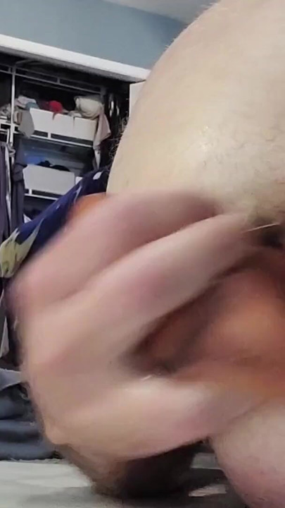 Huge plug in used gaping sissy pussy in panty and cock cage | Clip 1