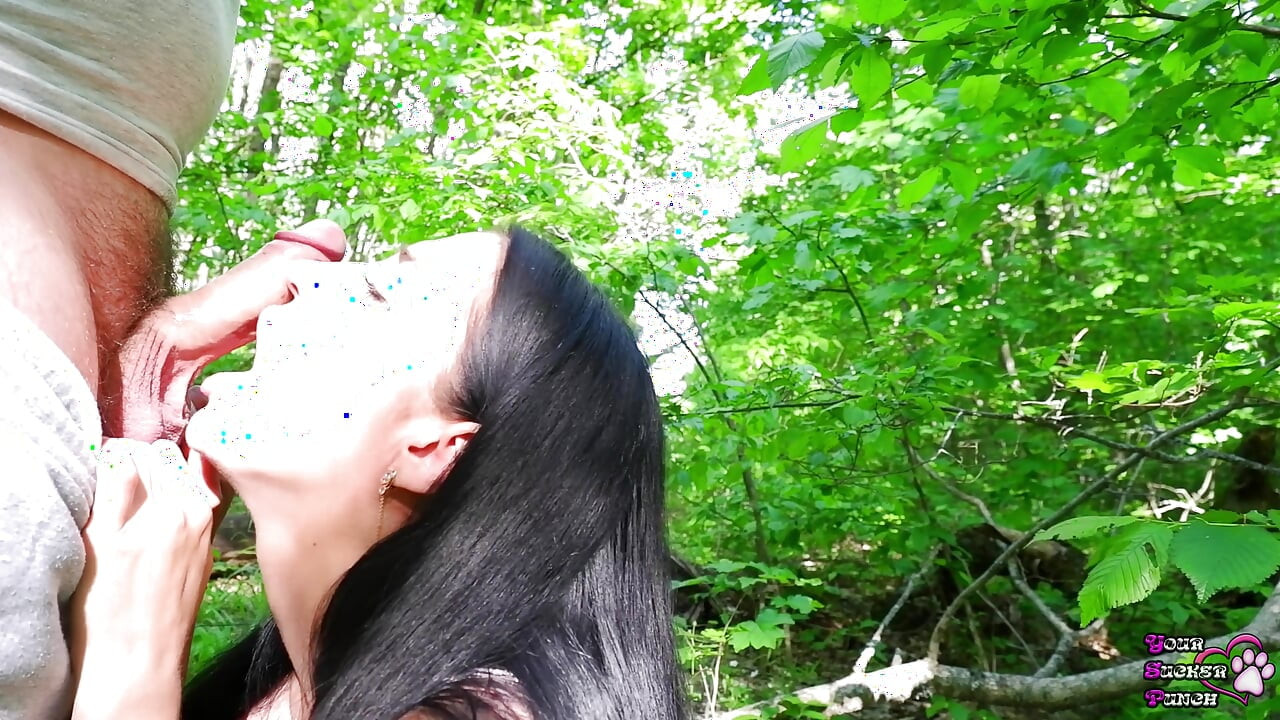 Sensual blowjob in the woods